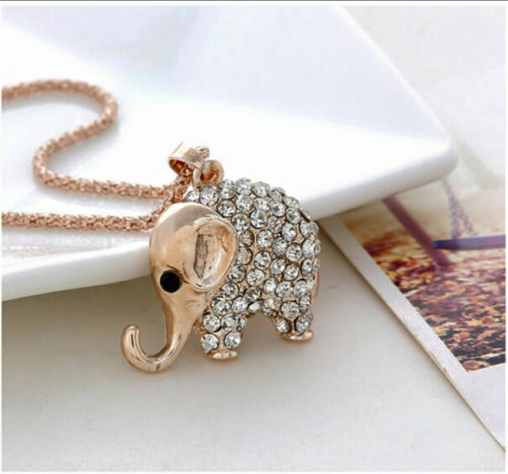 Women's Fashion gold Elephants Pendant Sweater Chain Retro Necklace Jewelry
