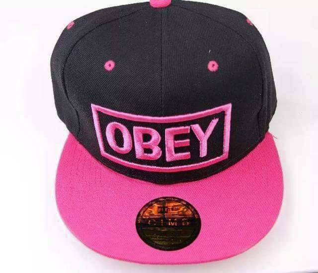 Obey snap back black and pink