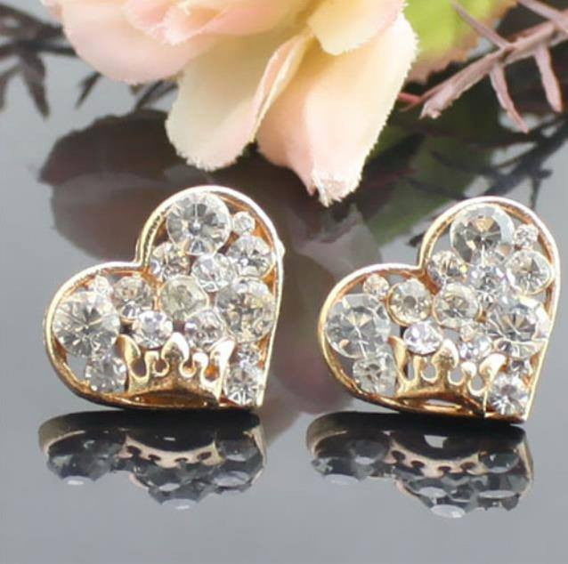 Fashion Rhinestone Heart Ear Stud Jewelry