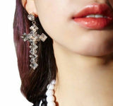 New Design Fashion Sweet Crystal Rhinestone Cross Shape Dangle Earring