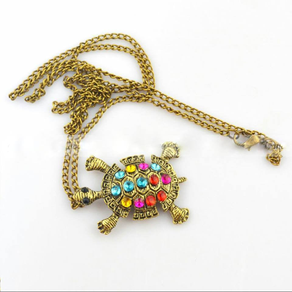 Fashion Girl's Colorful Tortoise Animal Sweater Necklace Pendants Jewelry