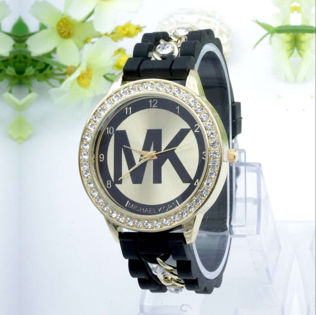 Men Women Stainless Steel Band Crystal Wrist Watches Quartz Watch Bracelet