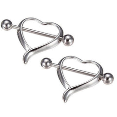 1 Pair Amazing Surgical Steel Love Heart Nipple Shield Bar Ring Body Piercing