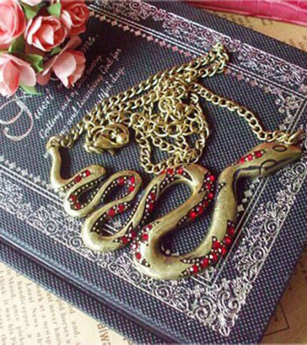 Fashion Charm jewelry snake Crystal long Pendant sweater Chain Necklace
