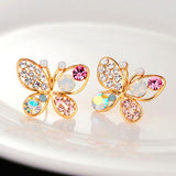 cute butterfly metal alloy diamond drop earring jewelry