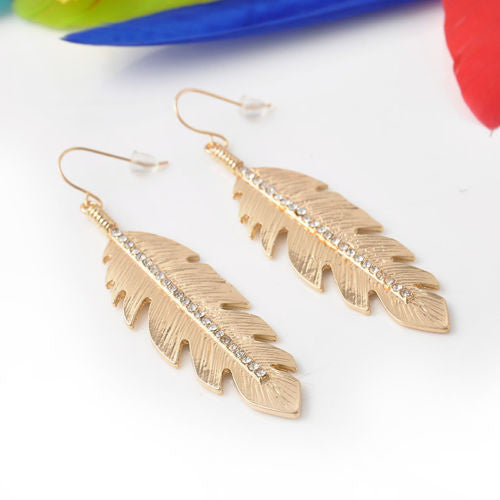 New Charming Gold Feather earring