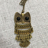 Fashion Women Vintage Style Bronze Owl Long Chain Necklace Pendant Jewelry