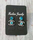 fashion Women Crystal Earrings Rhinestone CC Earring Stud