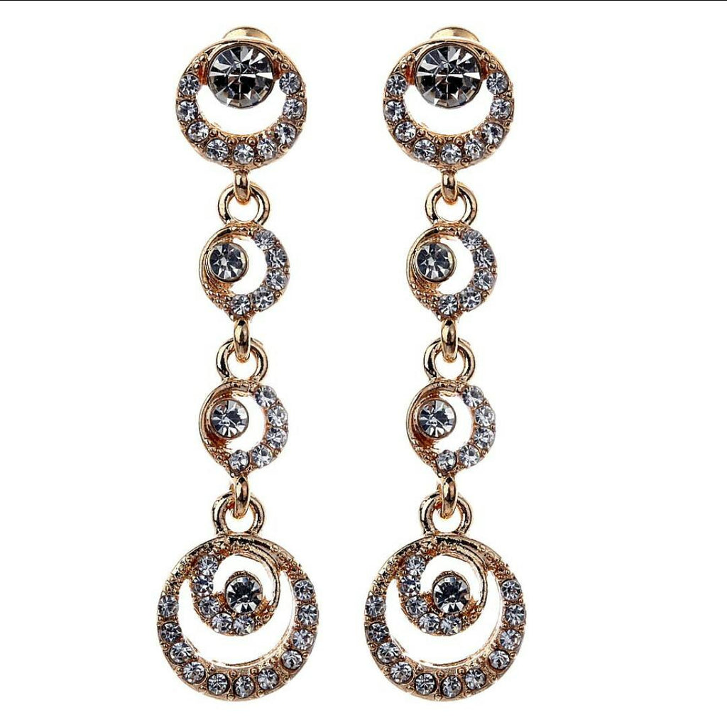 New Fashion Women Elegant Crystal Rhinestone Dangle Ear Stud Earrings Jewelry