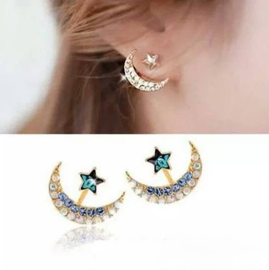 Women Fashion Rhinestone Silver Crystal Earrings Ear Hook Stud Jewelry