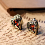 Fashion Red Heart Ear Stud Jewelry Accessory