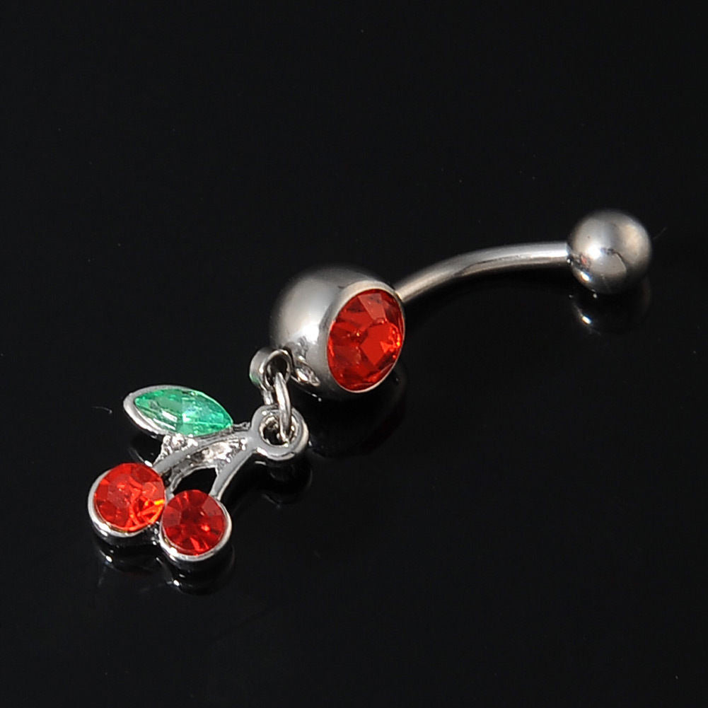 Cherry Dangle Navel Barbell Belly Button Ring Fashion Women