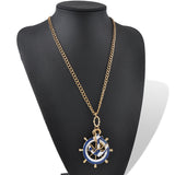Navy Blue anchor sweater chain New fashion pendant necklace