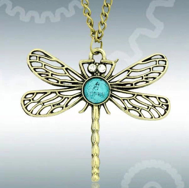 Hot New Charm Vintage Fashion Dragonfly Long Chain Sweater Necklace Pendant