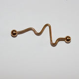 1 Pair 14G Stainless Steel gold Twist Bar Long Industrial Ear Cartilage Stud Piercing