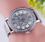 2016 Men Women Stainless Steel Band Crystal Wrist Watches Quartz Watch Bracelet